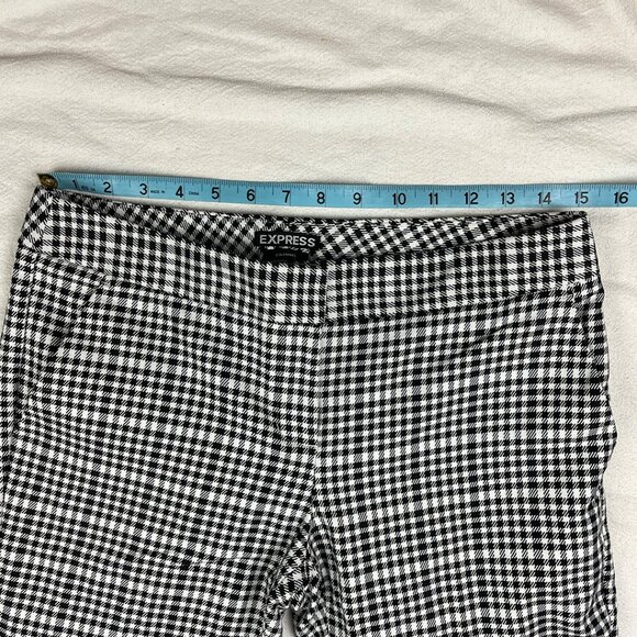 Express Columnist Pants Size 4R Black White Checkerboard Tapered Leg Stretch - Picture 14 of 16